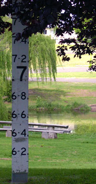 Stream gauge beside river